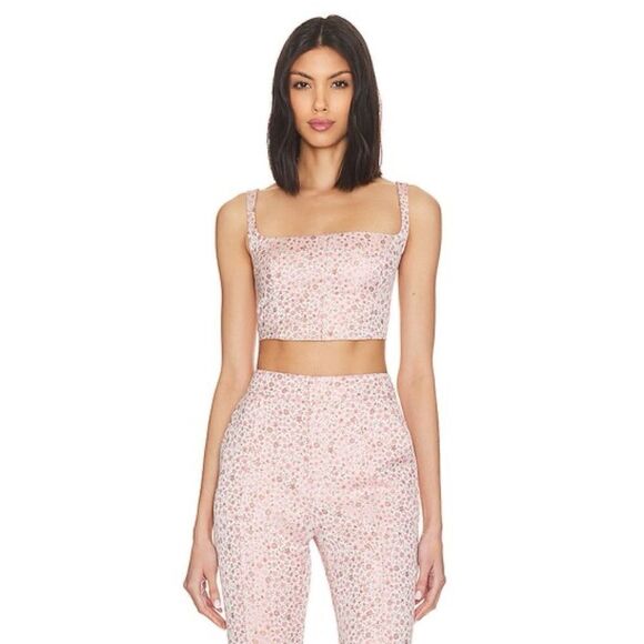 NWT Cinq à Sept Porter Crop Tank in Pale Rose Multi, Size Small - Picture 1 of 16